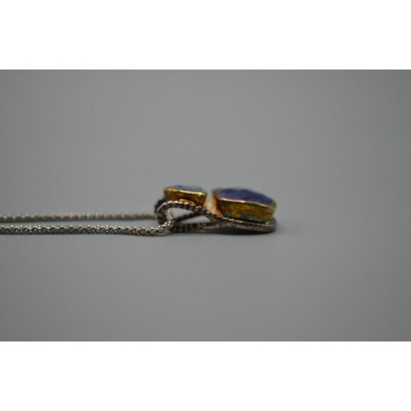 Lapis Lazuli Geometric Necklace Square + Triangle Cut 925 Silver Italy ADI 9.53g - Picture 7 of 9